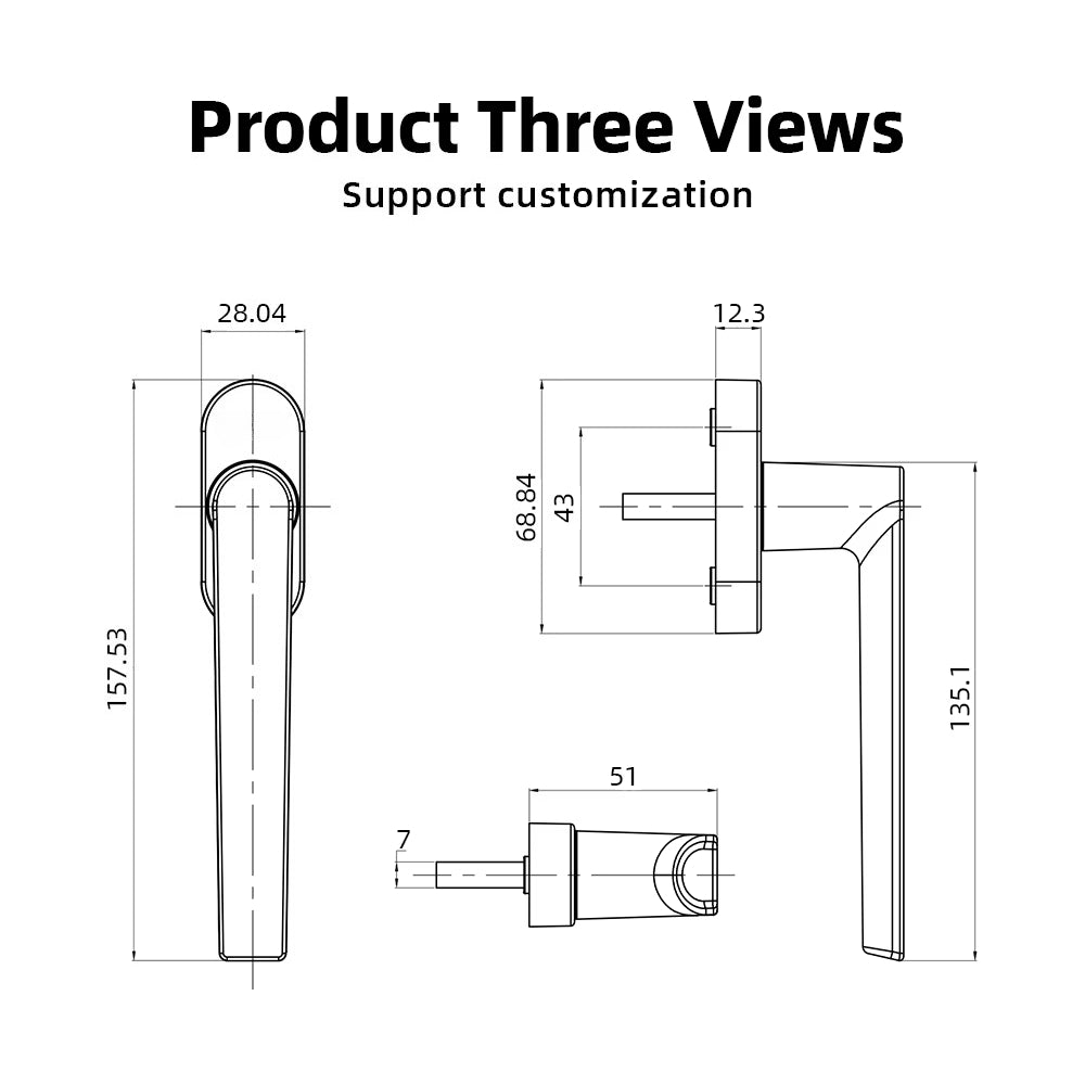 Stainless Steel Square Spindle Window Handle
