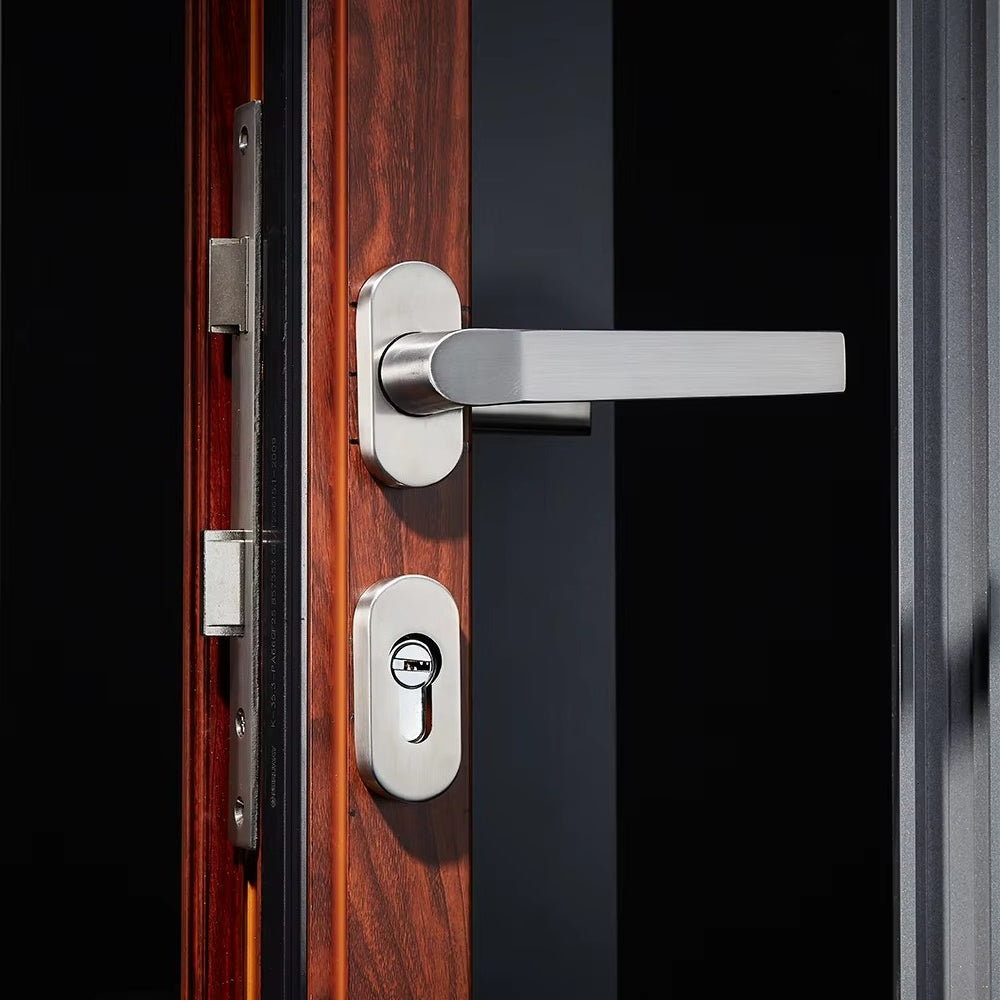 Minimalist Stainless Steel Lockable Door Handle
