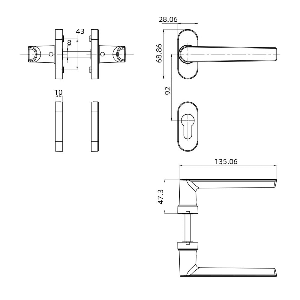 Modern Stainless Steel Lockable Sliding Door Handle