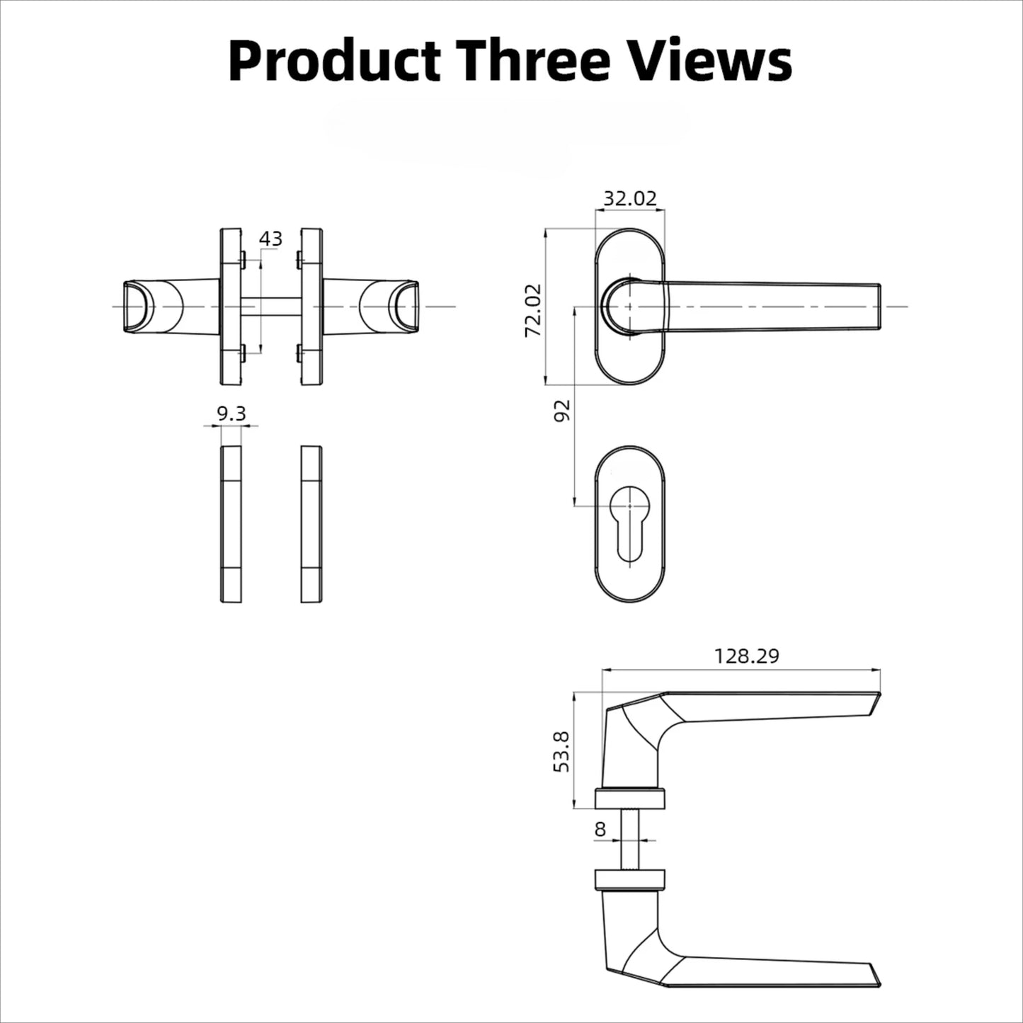 Minimalist Stainless Steel Lockable Door Handle